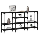 Console Table Black oak 160 x 29 x 80 cm Engineered wood - Side View