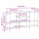 Console Table Black oak 160 x 29 x 80 cm Engineered wood - Extra Image