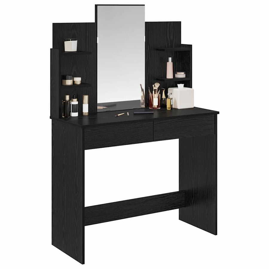Dressing Table with Mirror Black Oak 96 x 39 x 142 cm