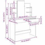 Dressing Table with Mirror Black Oak 96 x 39 x 142 cm - Extra Image