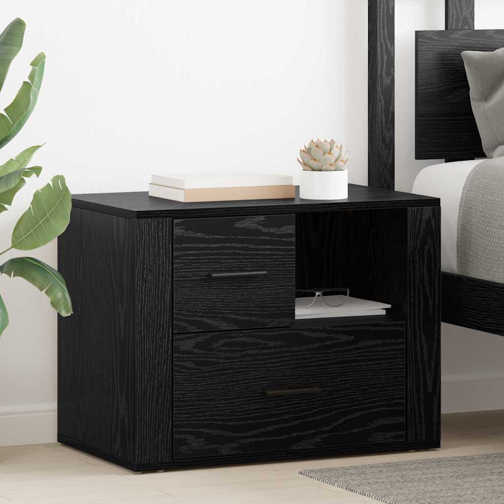 Bedside Cabinet Black oak 60 x 36 x 45 cm Engineered wood