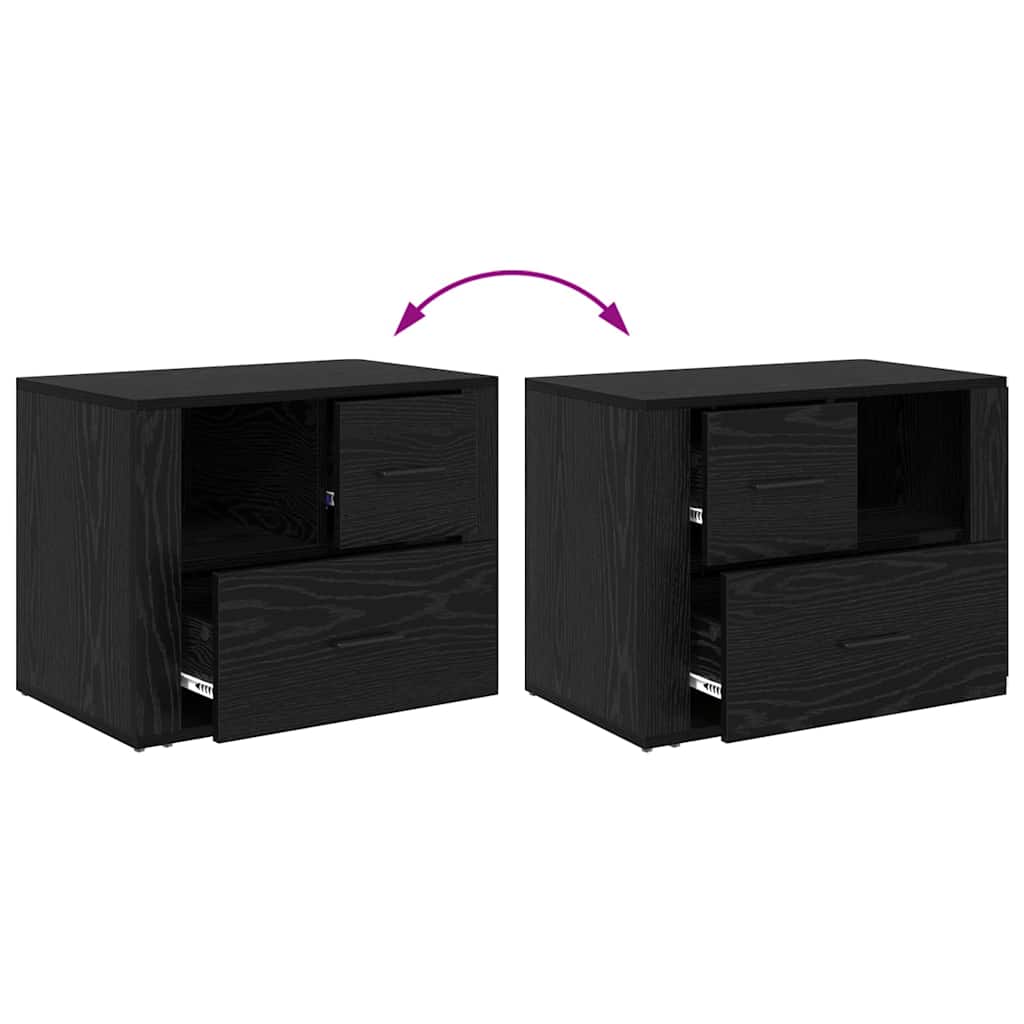 Bedside Cabinet Black oak 60 x 36 x 45 cm Engineered wood