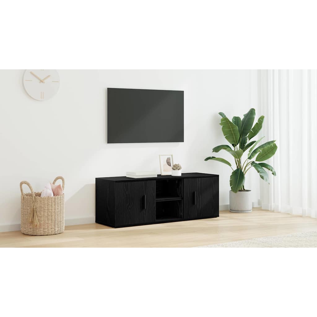 TV Cabinet Black Oak 100 x 31,5 x 35 cm Engineered Wood