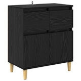 Sideboard with Drawer Black Oak 60 x 35 x 70 cm Engineered Wood