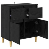 Sideboard with Drawer Black Oak 60 x 35 x 70 cm Engineered Wood - 45-Degree Angle
