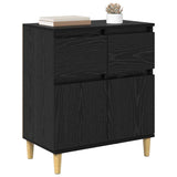 Sideboard with Drawer Black Oak 60 x 35 x 70 cm Engineered Wood - Side View