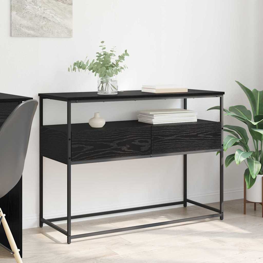 Console Table with Drawer Black Oak 100 x 40 x 75 cm