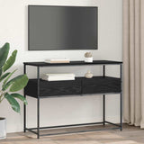 Console Table with Drawer Black Oak 100 x 40 x 75 cm - Top-Down View