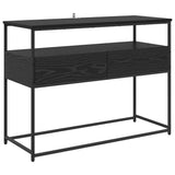 Console Table with Drawer Black Oak 100 x 40 x 75 cm - Front View