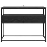 Console Table with Drawer Black Oak 100 x 40 x 75 cm - Rear View