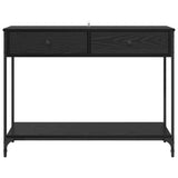 Console Table Black Oak 100 x 34,5 x 75 cm Engineered Wood - Rear View