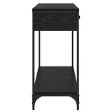 Console Table Black Oak 100 x 34,5 x 75 cm Engineered Wood - Close-Up Angle
