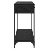 Console Table Black Oak 100 x 34,5 x 75 cm Engineered Wood - Close-Up Angle