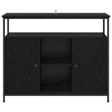 Sideboard Black Oak 100 x 35 x 80 cm Engineered Wood - Rear View