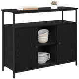 Sideboard Black Oak 100 x 35 x 80 cm Engineered Wood - Side View