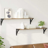 Wall Shelves with Shelf 2 pcs Artisan Oak 80 x 15 x 15,5 cm