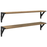Wall Shelves with Shelf 2 pcs Artisan Oak 80 x 15 x 15,5 cm - Front View