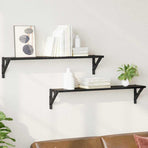 Wall Shelves 2 pcs Black Oak 80 x 15 x 15,5 cm Engineered Wood