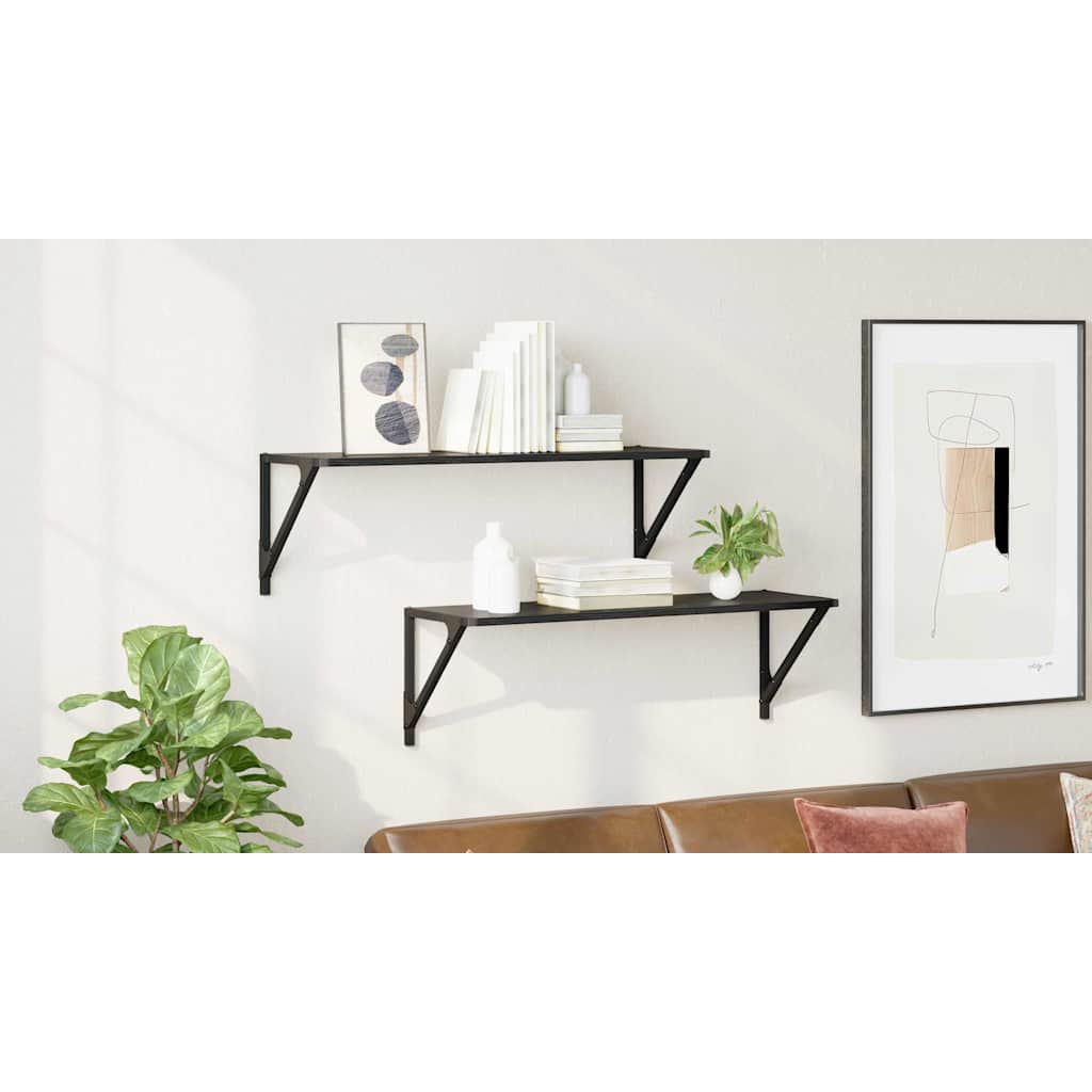 Wall Shelves 2 pcs Black Oak 80 x 25 x 25,5 cm Engineered Wood