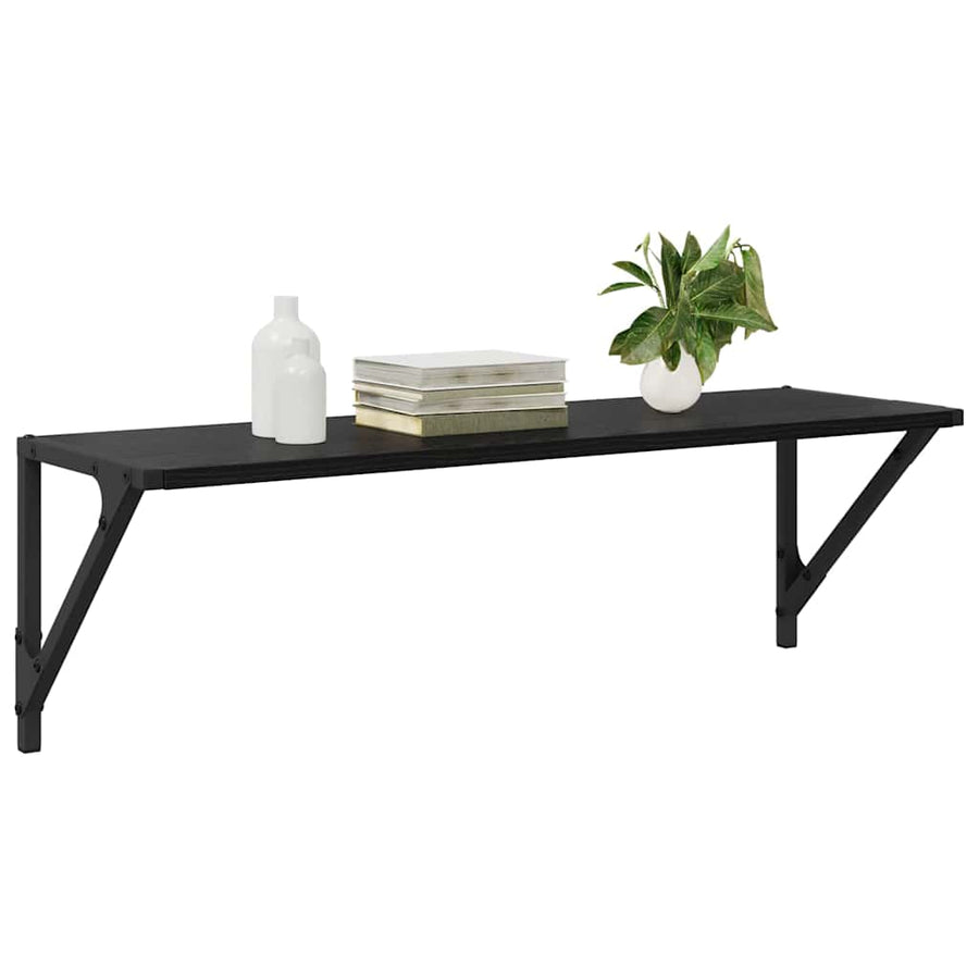 Wall Shelves 2 pcs Black Oak 80 x 25 x 25,5 cm Engineered Wood