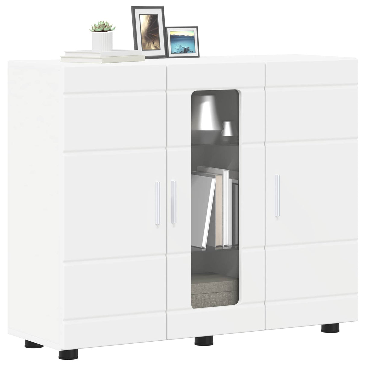 Wooden Cabinet White Engineered Wood