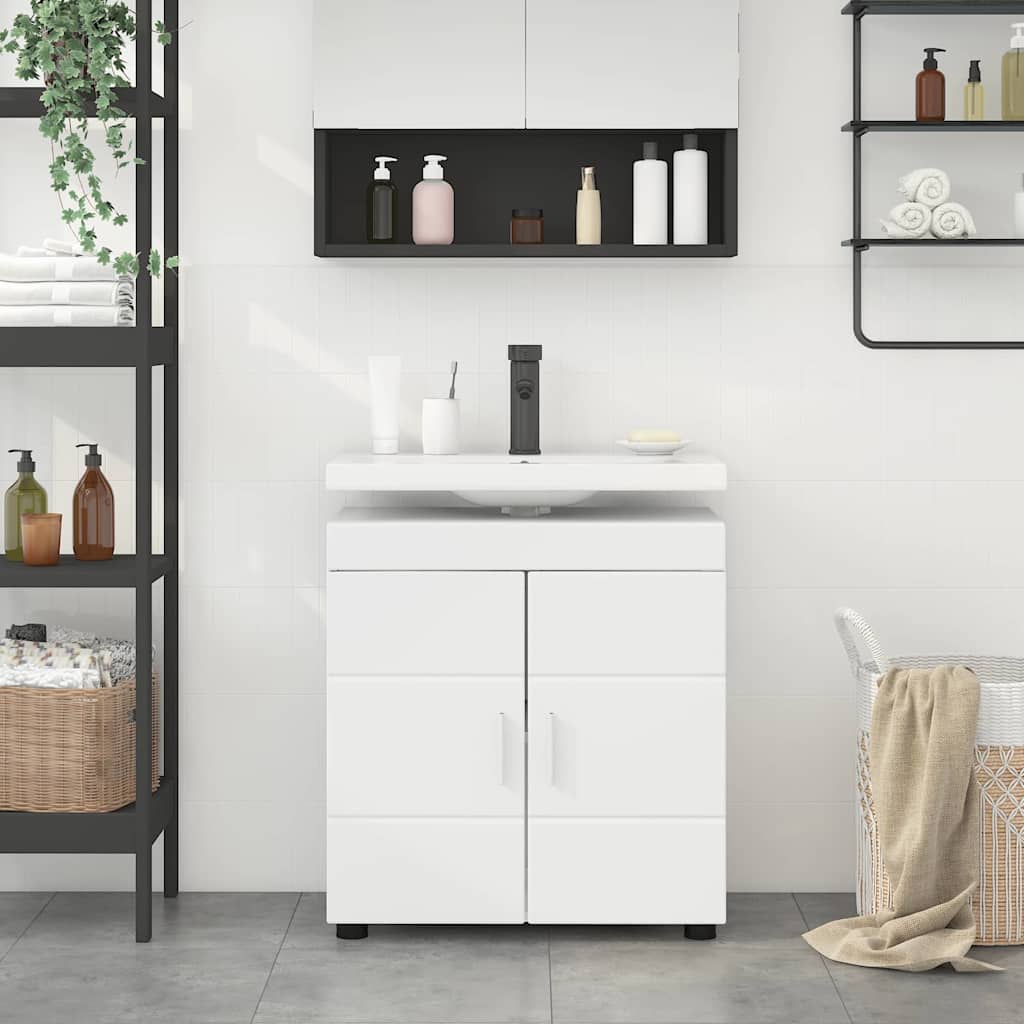 Bathroom Basin Cabinet with Storage TULUM White 60 x 34 x 63 cm