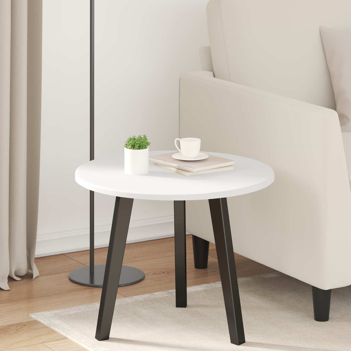 Table Top Ø 50 x 1,5 cm Round Engineered Wood White