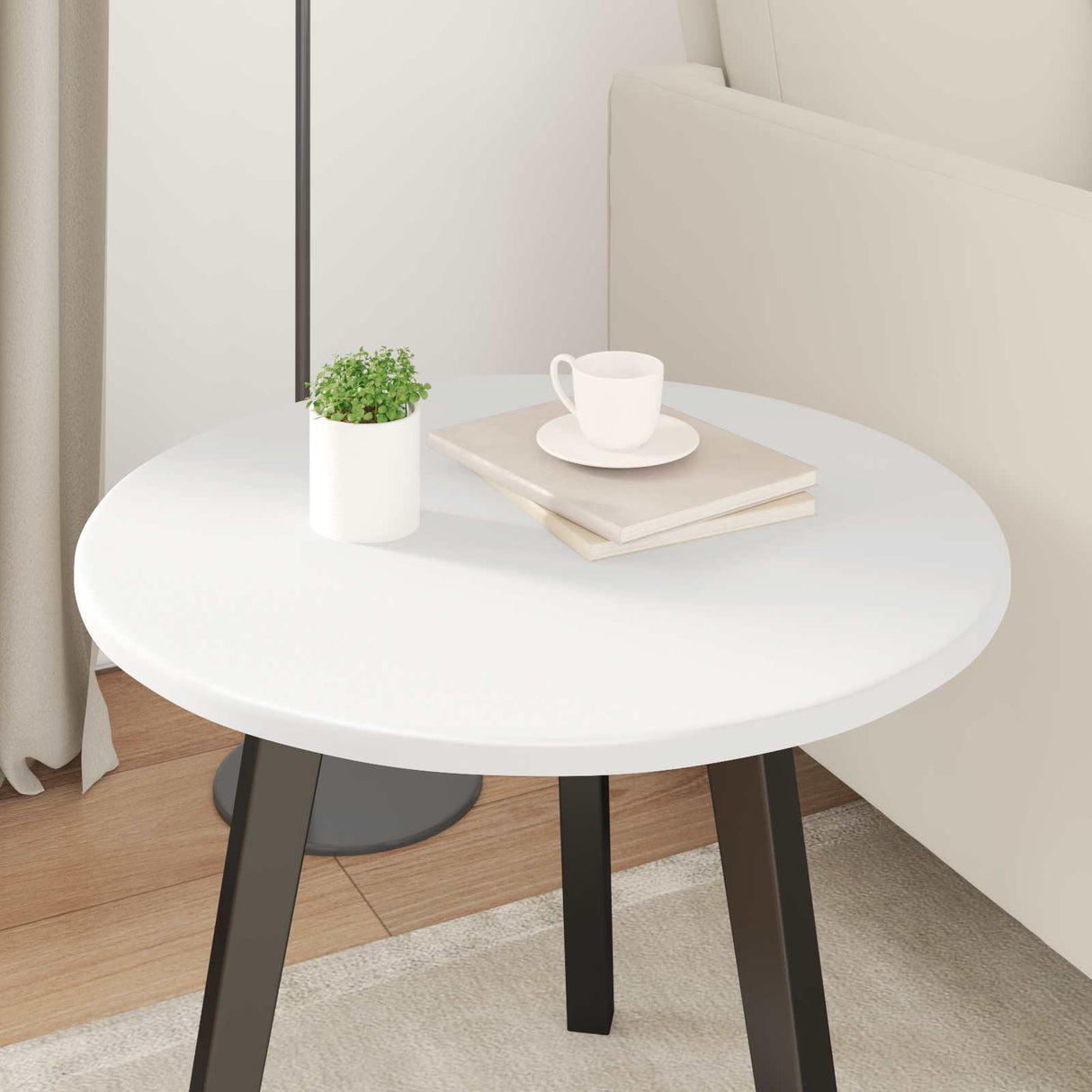 Table Top Ø 50 x 1,5 cm Round Engineered Wood White