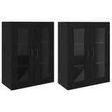 Wall Mounted Cabinets 2 pcs Black oak 69,5 x 34 x 90 cm - Front View