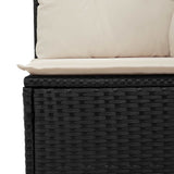 Garden Bench 2-Seaters Black and Cream White Poly Rattan - Close-Up Angle