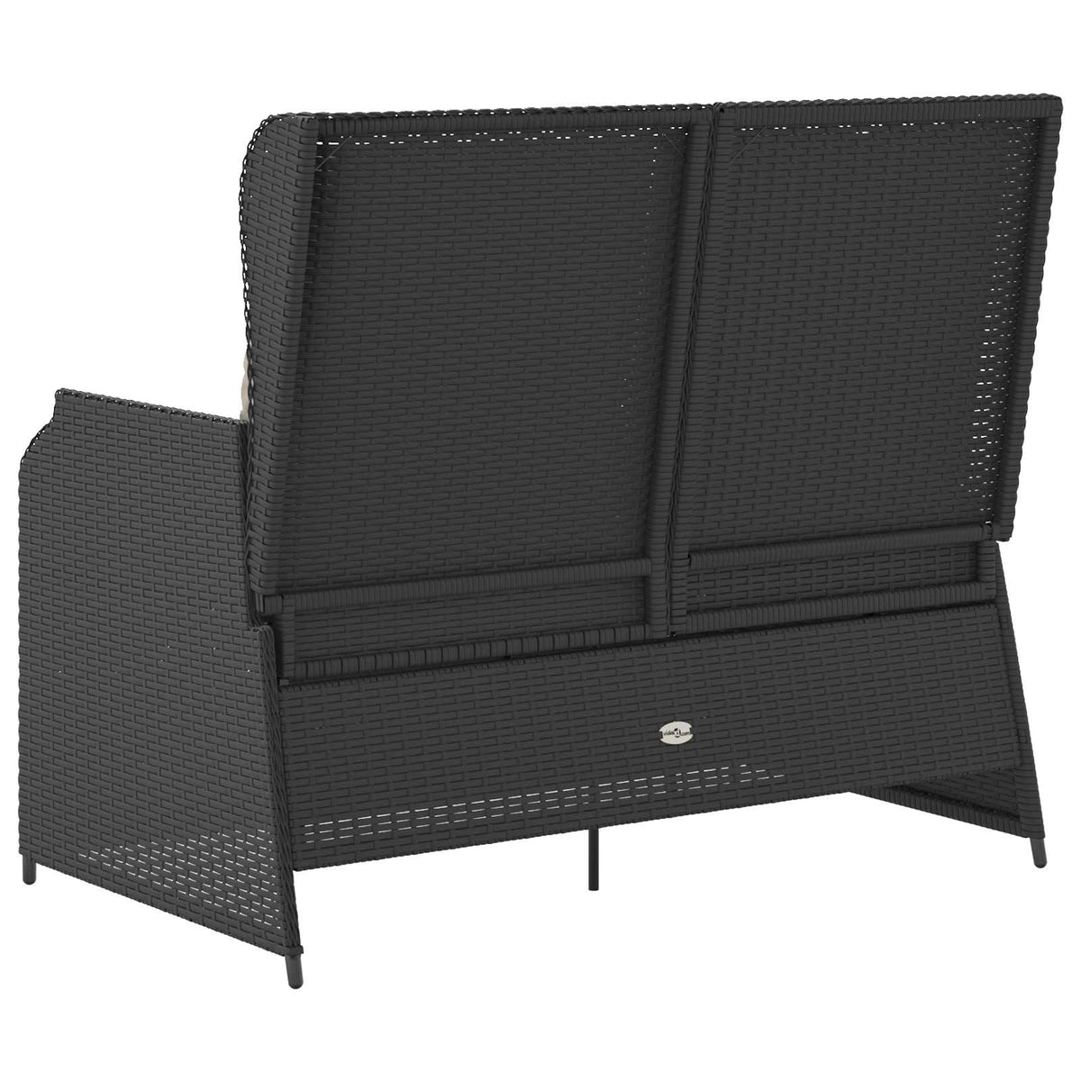 Garden Bench 2-Seaters Black and Cream White Poly Rattan