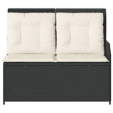 Garden Bench 2-Seaters Black and Cream White Poly Rattan
