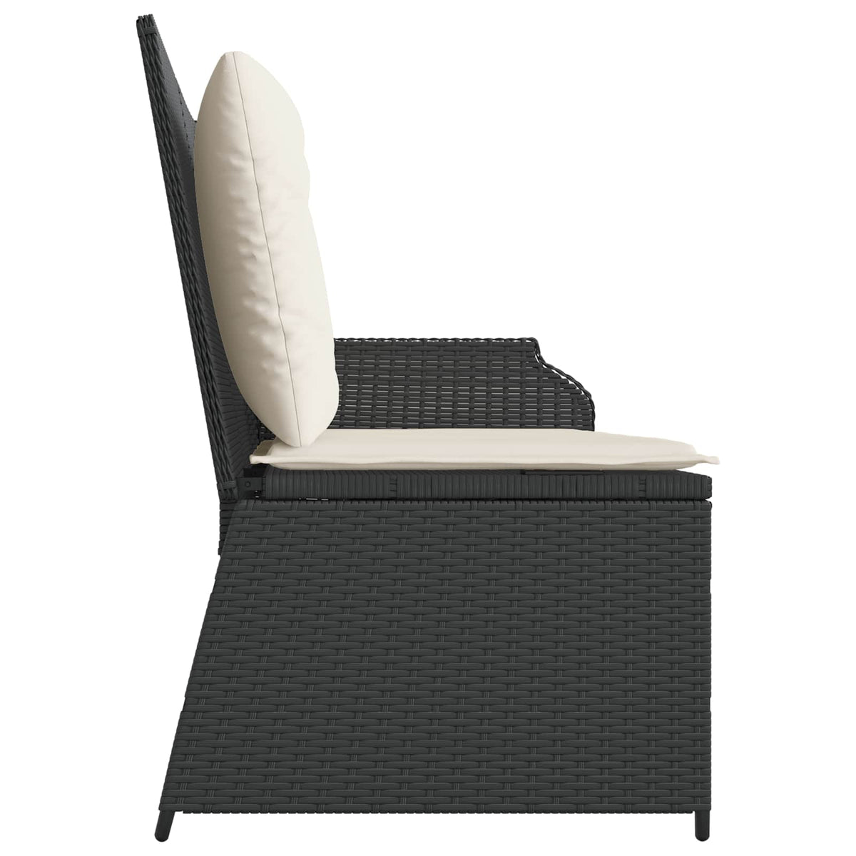 Garden Bench 2-Seaters Black and Cream White Poly Rattan