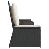 Garden Bench 2-Seaters Black and Cream White Poly Rattan