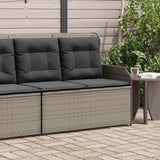 Garden Bench with Cushion Grey Poly rattan - Side View