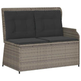 Garden Bench with Cushion Grey Poly rattan - Front View
