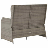 Garden Bench with Cushion Grey Poly rattan - Rear View