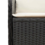 Garden Bench with Cushion Black Poly rattan - Close-Up Angle