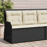 Garden Bench with Cushion Black Poly rattan - Side View