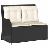 Garden Bench with Cushion Black Poly rattan - Front View