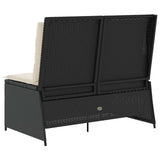 Garden Bench with Cushion Black Poly rattan - Rear View