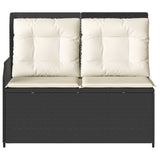 Garden Bench with Cushion Black Poly rattan - Top-Down View