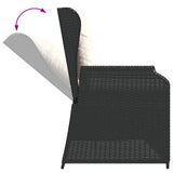 Garden Bench with Cushion Black Poly rattan - Low Angle