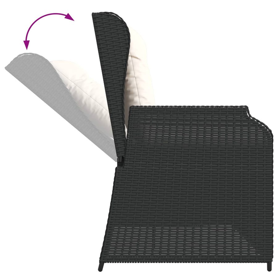 Garden Bench with Cushion Black Poly rattan