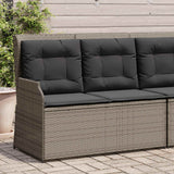 Garden Bench with Cushion Grey Poly rattan - Side View