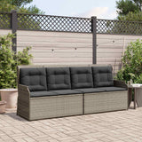 Garden Bench with Cushion Grey Poly rattan