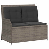 Garden Bench with Cushion Grey Poly rattan - Front View