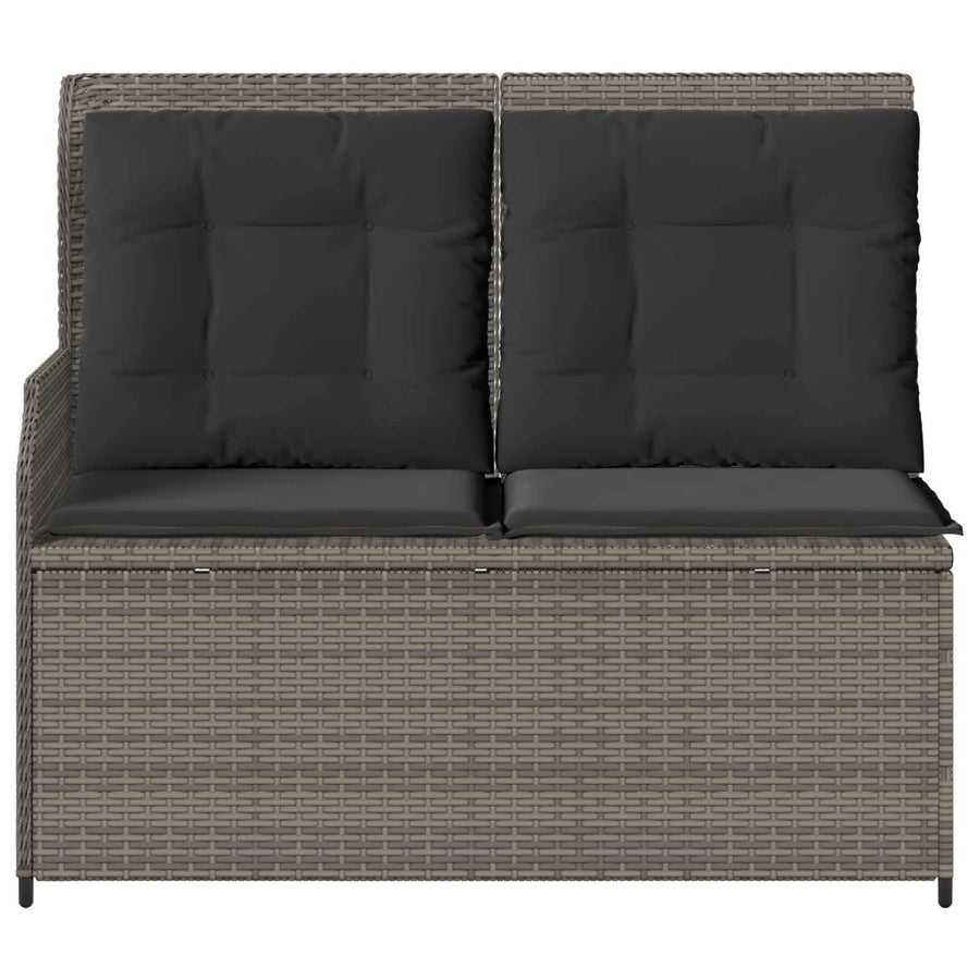 Garden Bench with Cushion Grey Poly rattan
