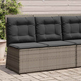 Garden Bench with Cushion Grey Poly rattan