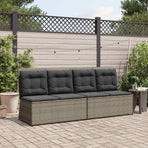 Garden Bench with Cushion Grey Poly rattan